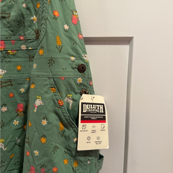 Duluth Trading Co Sage Overalls with Floral Design - Picture 4 of 10